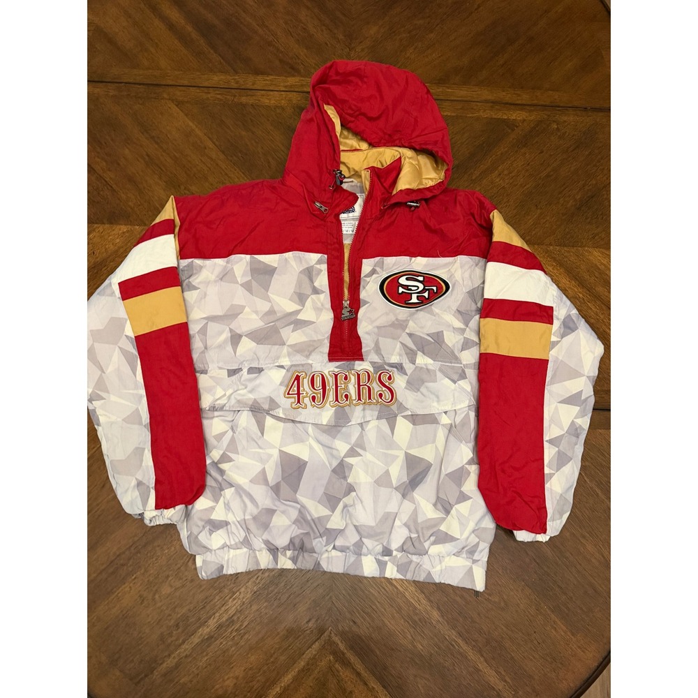 Vintage Starter San Francisco 49ers Half Zip Jacket Hooded Pullover Mens Medium
